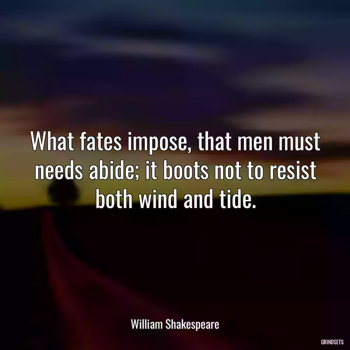 What fates impose, that men must needs abide; it boots not to resist both wind and tide.