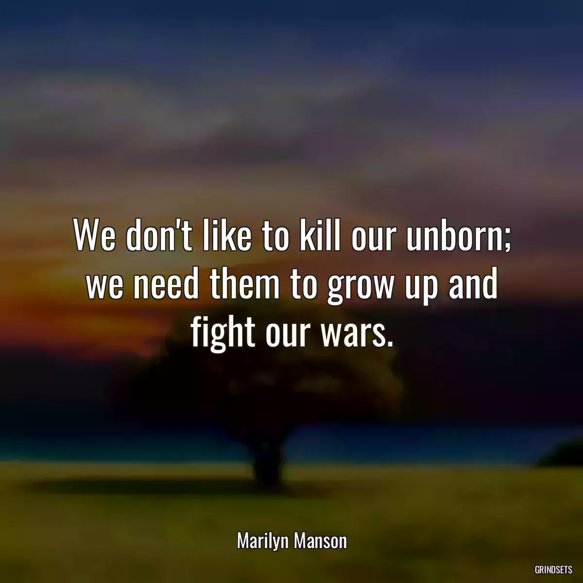 We don\'t like to kill our unborn; we need them to grow up and fight our wars.