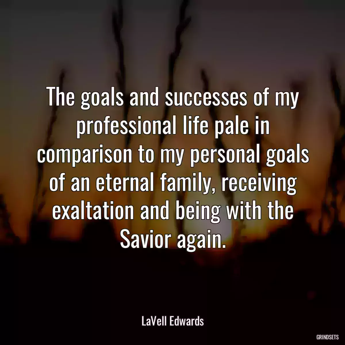 The goals and successes of my professional life pale in comparison to my personal goals of an eternal family, receiving exaltation and being with the Savior again.