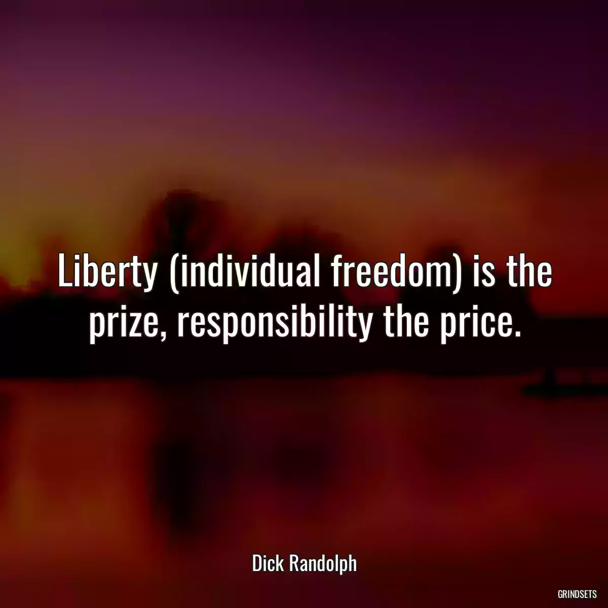 Liberty (individual freedom) is the prize, responsibility the price.