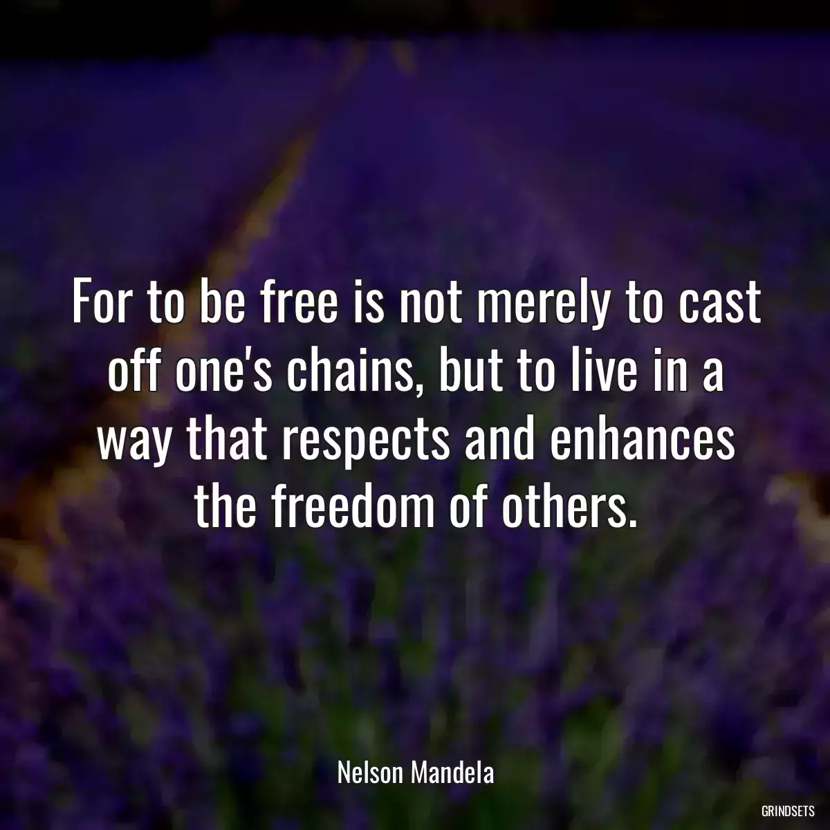 For to be free is not merely to cast off one\'s chains, but to live in a way that respects and enhances the freedom of others.