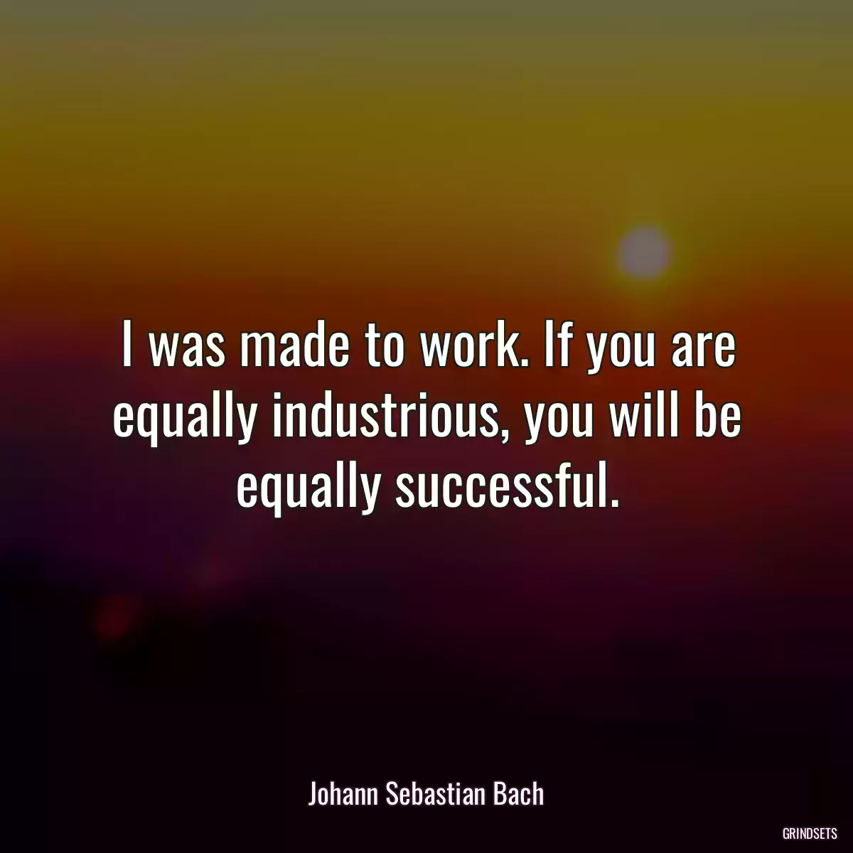 I was made to work. If you are equally industrious, you will be equally successful.