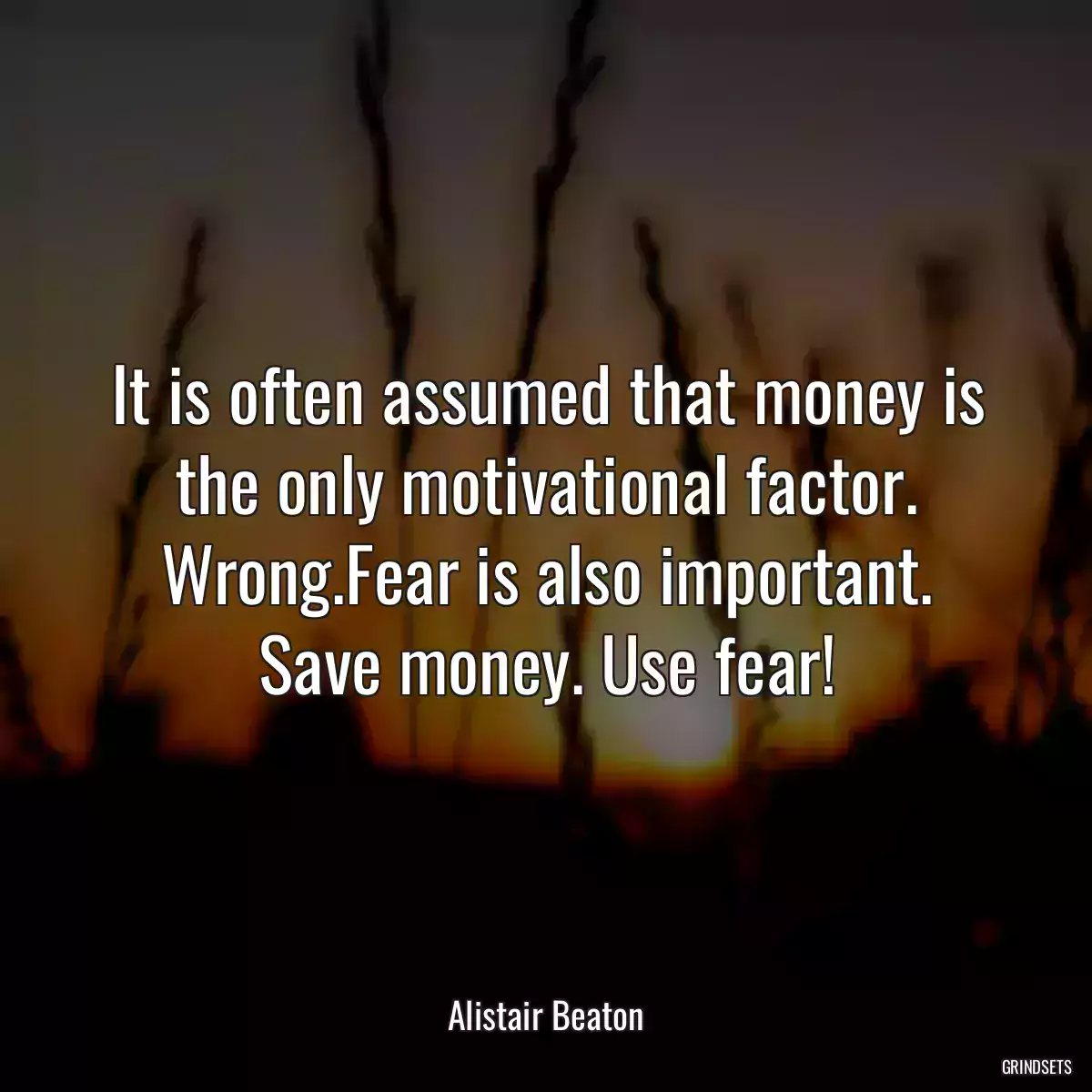 It is often assumed that money is the only motivational factor. Wrong.Fear is also important. Save money. Use fear!