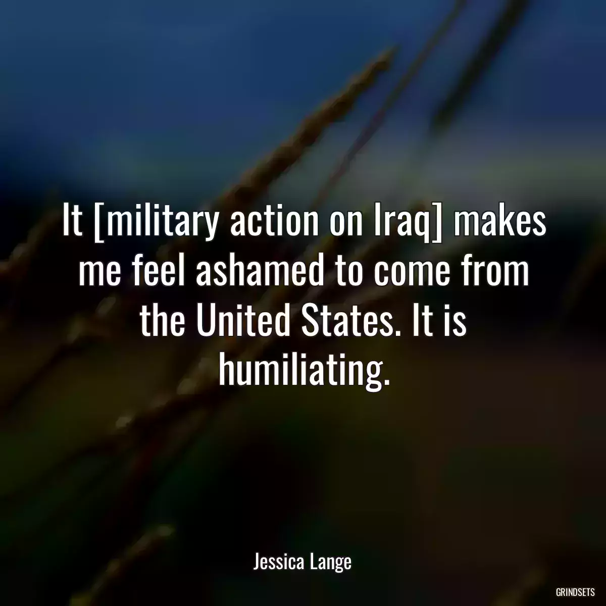 It [military action on Iraq] makes me feel ashamed to come from the United States. It is humiliating.