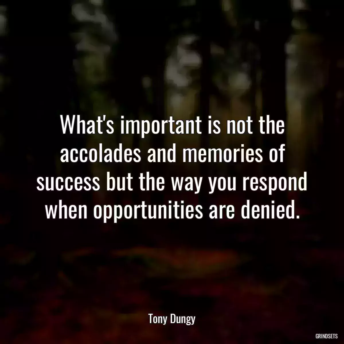 What\'s important is not the accolades and memories of success but the way you respond when opportunities are denied.