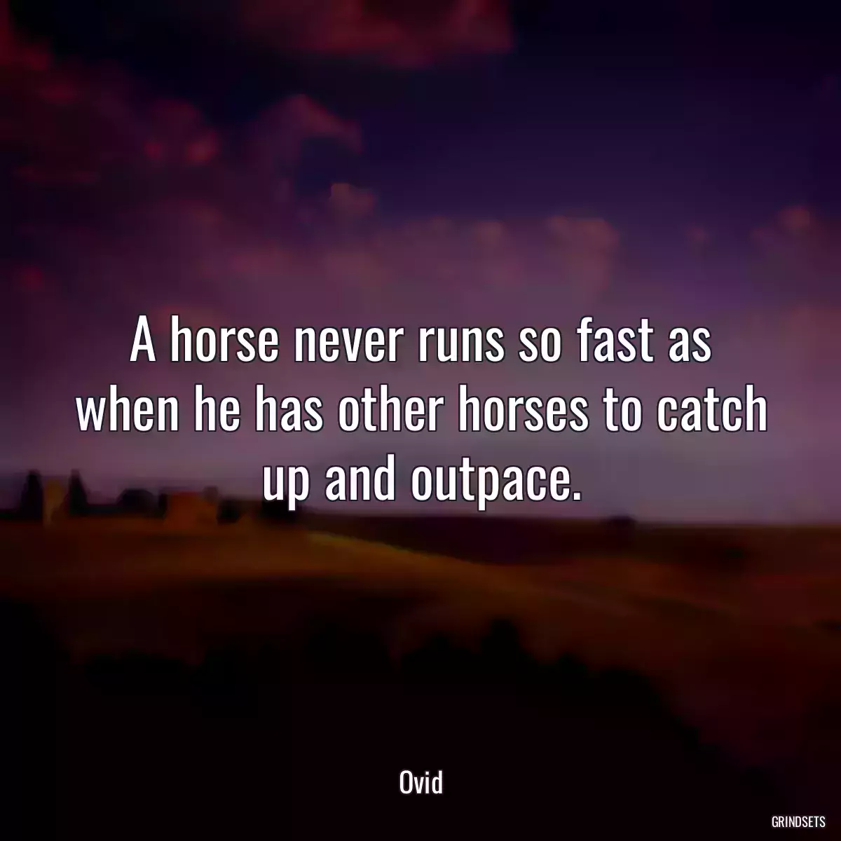 A horse never runs so fast as when he has other horses to catch up and outpace.