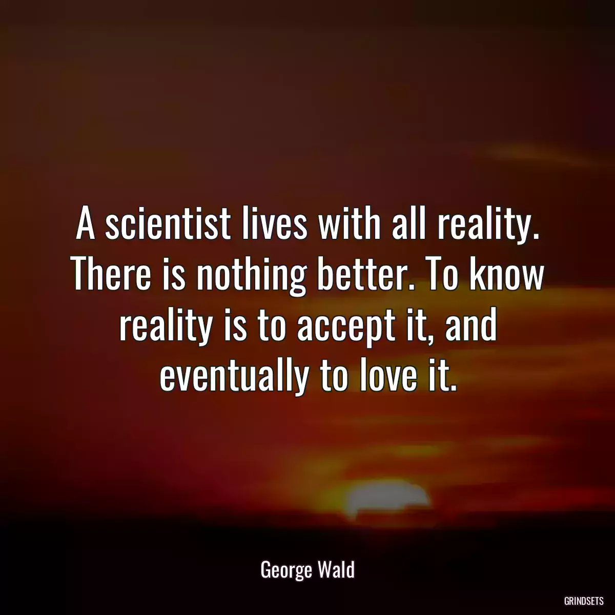 A scientist lives with all reality. There is nothing better. To know reality is to accept it, and eventually to love it.