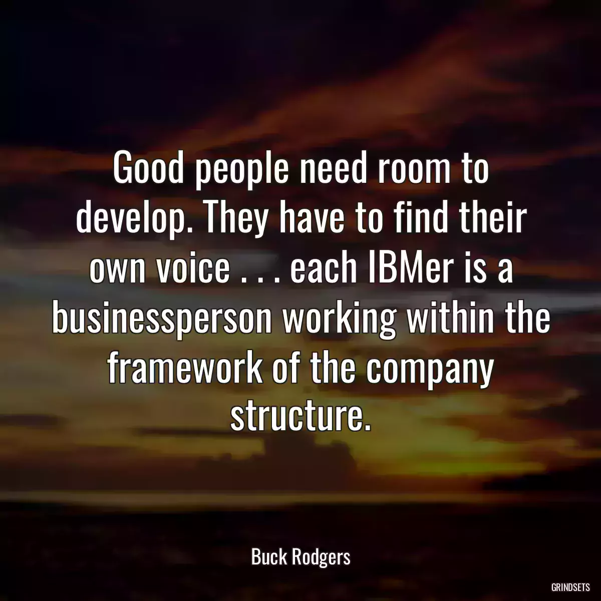 Good people need room to develop. They have to find their own voice . . . each IBMer is a businessperson working within the framework of the company structure.