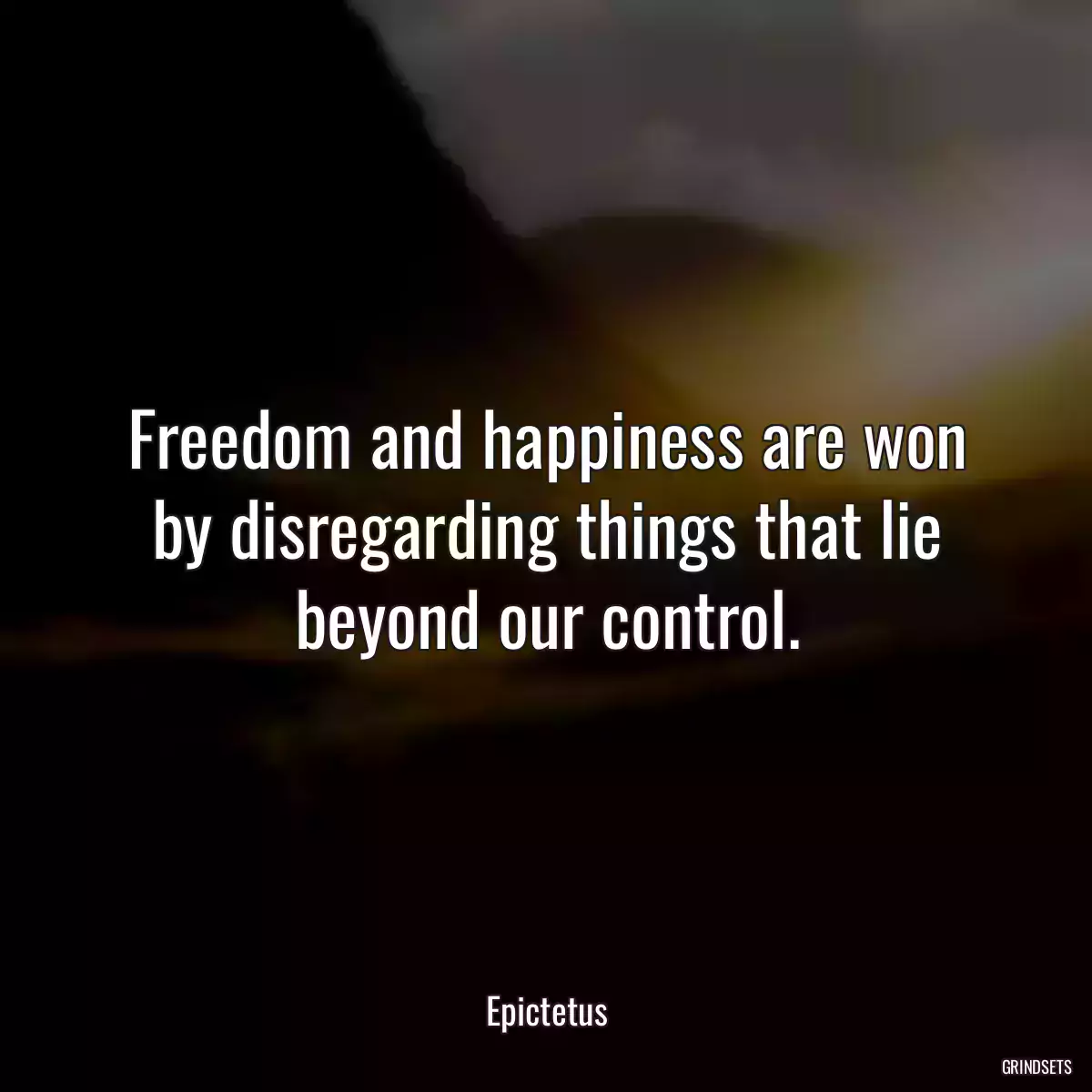 Freedom and happiness are won by disregarding things that lie beyond our control.