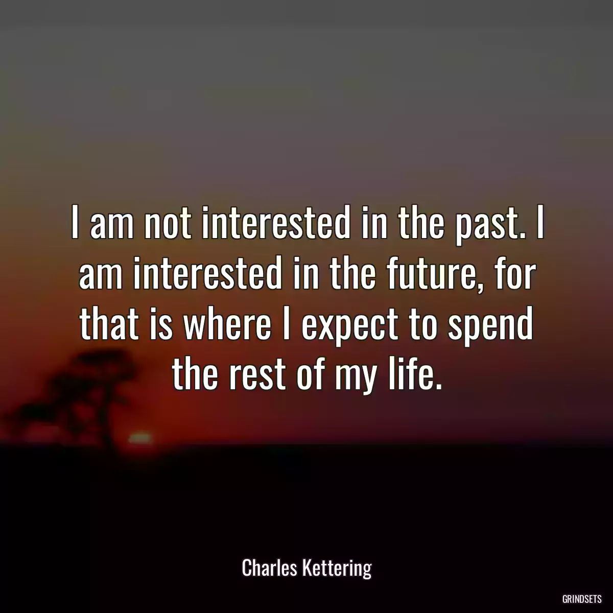 I am not interested in the past. I am interested in the future, for that is where I expect to spend the rest of my life.