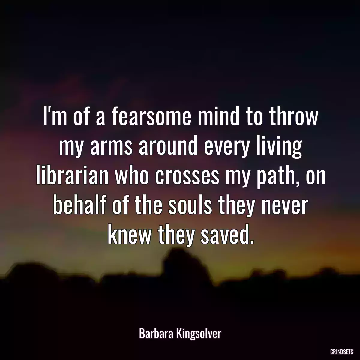 I\'m of a fearsome mind to throw my arms around every living librarian who crosses my path, on behalf of the souls they never knew they saved.