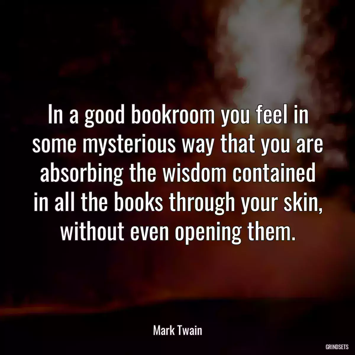 In a good bookroom you feel in some mysterious way that you are absorbing the wisdom contained in all the books through your skin, without even opening them.