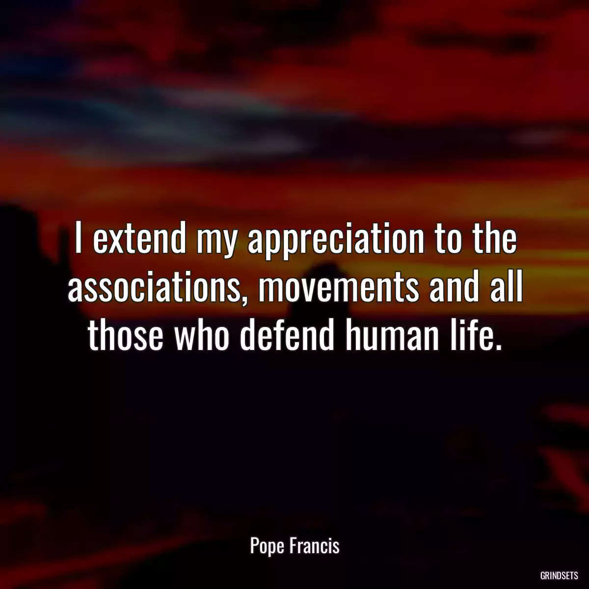 I extend my appreciation to the associations, movements and all those who defend human life.