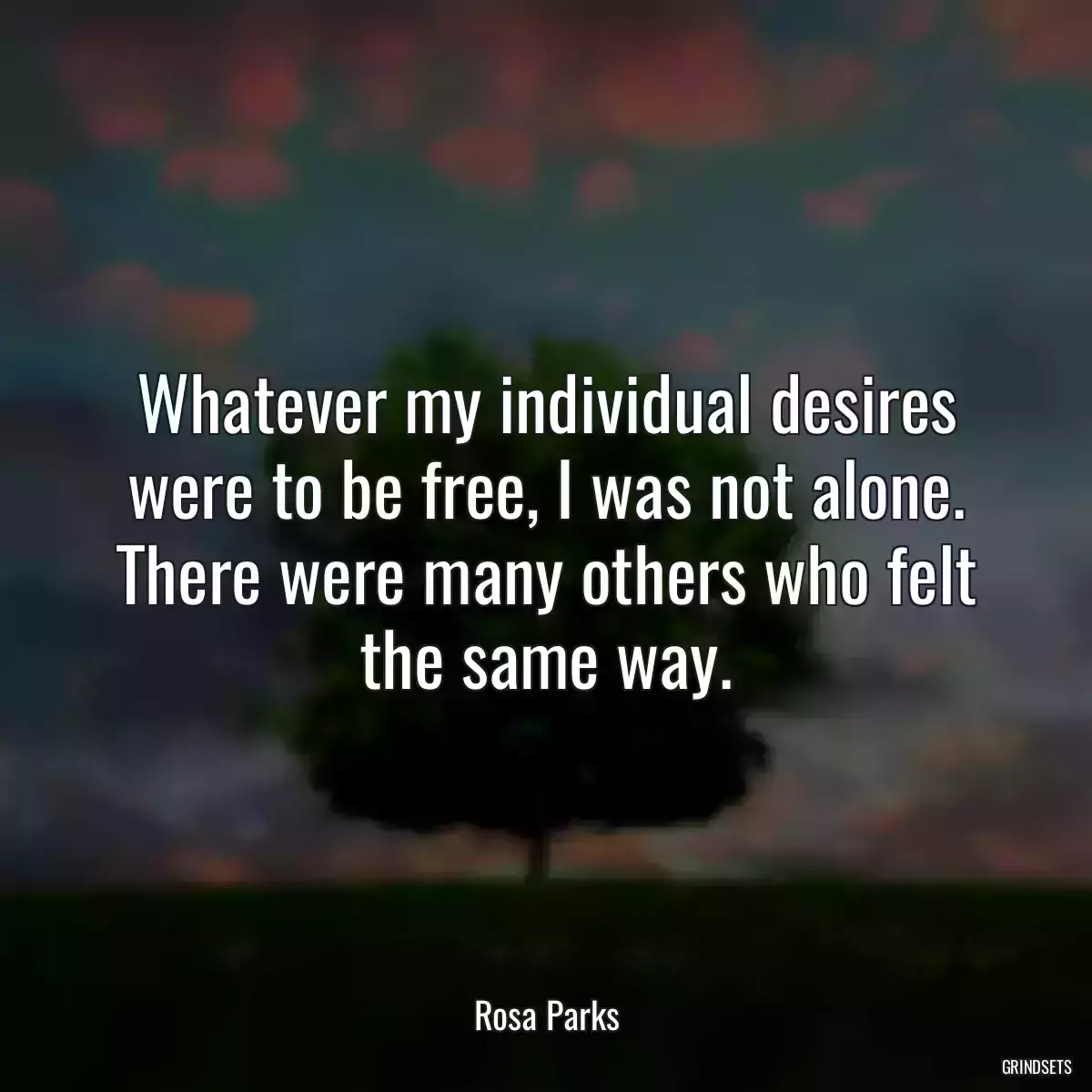 Whatever my individual desires were to be free, I was not alone. There were many others who felt the same way.