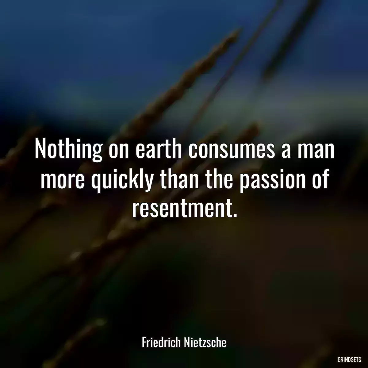 Nothing on earth consumes a man more quickly than the passion of resentment.