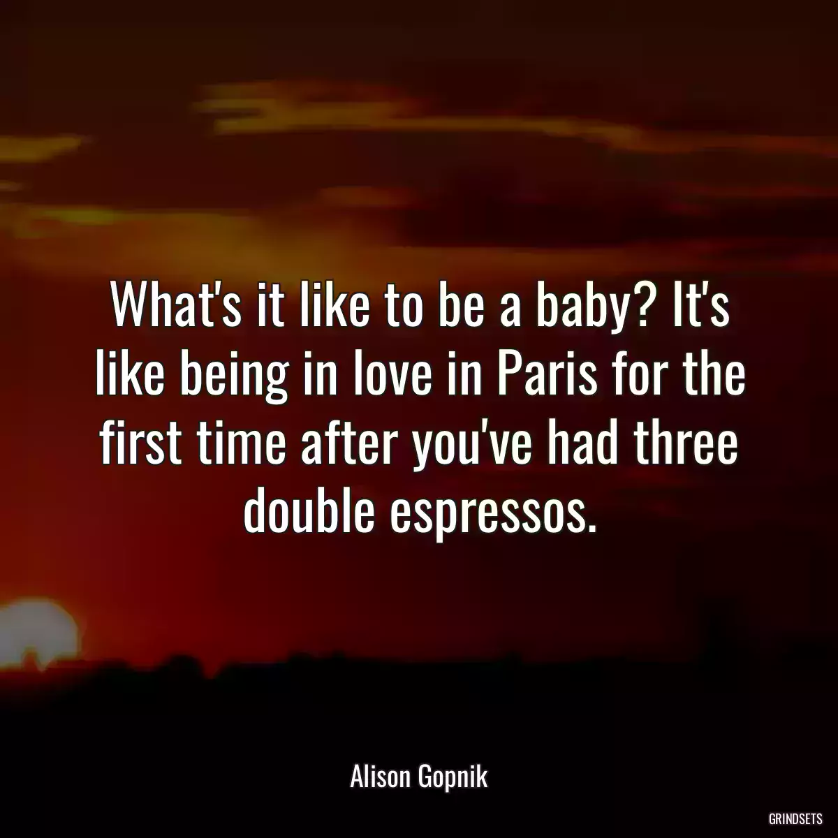 What\'s it like to be a baby? It\'s like being in love in Paris for the first time after you\'ve had three double espressos.