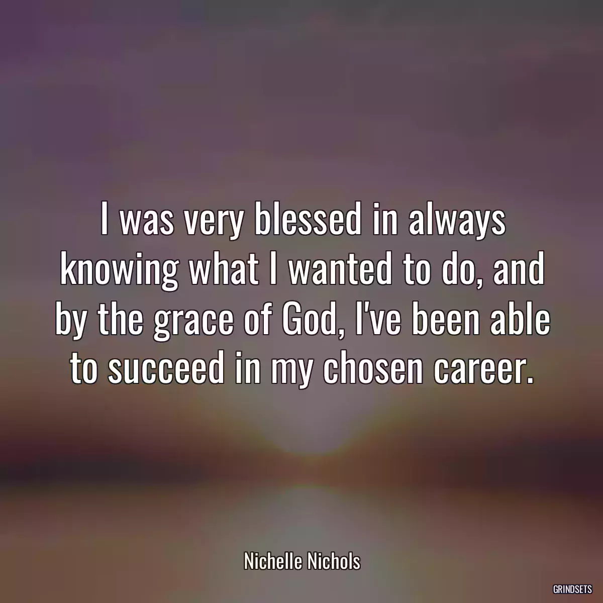 I was very blessed in always knowing what I wanted to do, and by the grace of God, I\'ve been able to succeed in my chosen career.