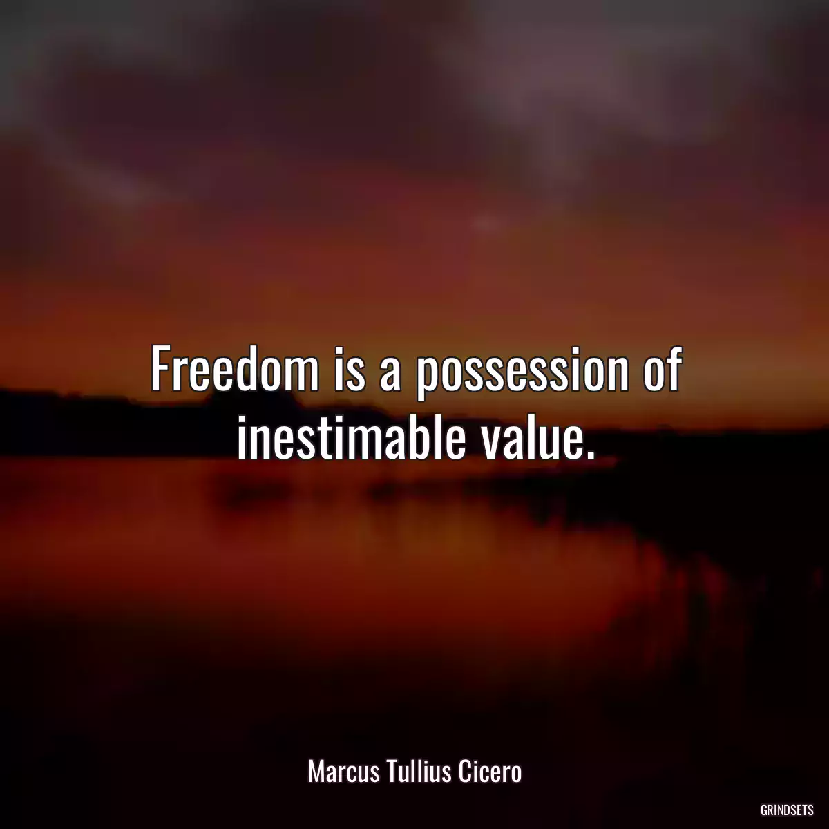 Freedom is a possession of inestimable value.