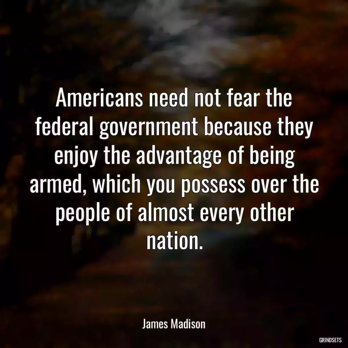 Americans need not fear the federal government because they enjoy the advantage of being armed, which you possess over the people of almost every other nation.