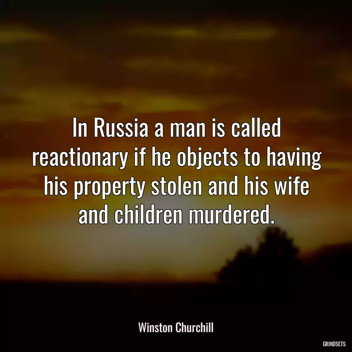 In Russia a man is called reactionary if he objects to having his property stolen and his wife and children murdered.