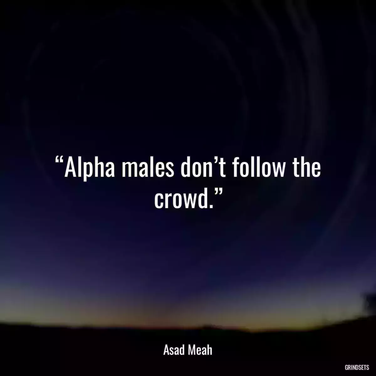 “Alpha males don’t follow the crowd.”