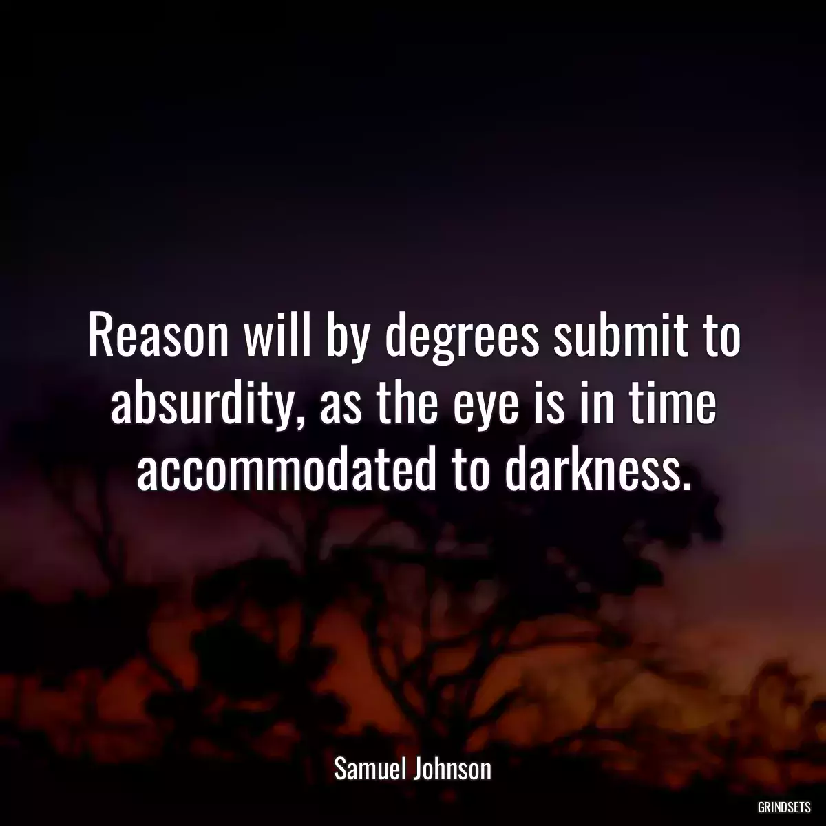 Reason will by degrees submit to absurdity, as the eye is in time accommodated to darkness.