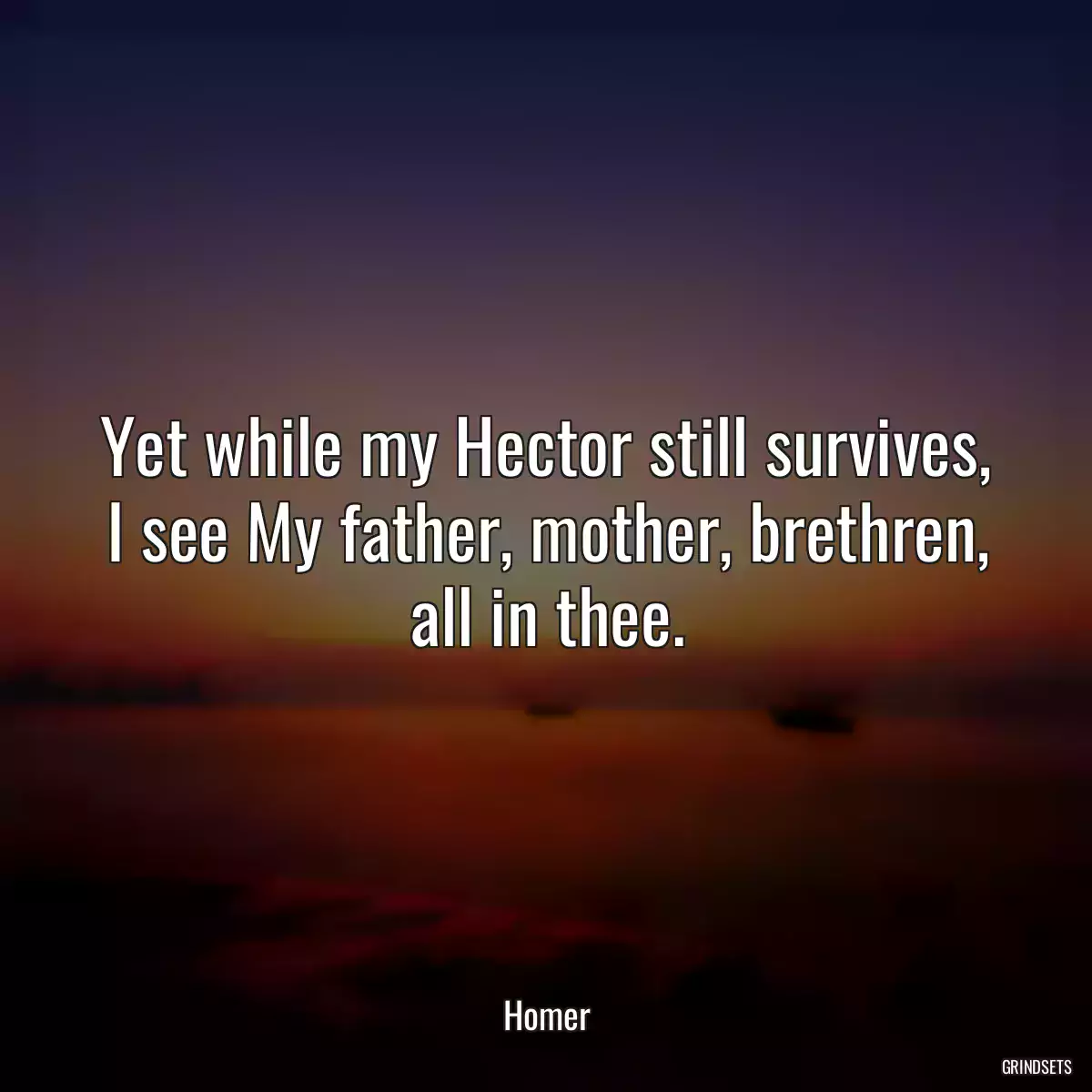 Yet while my Hector still survives, I see My father, mother, brethren, all in thee.