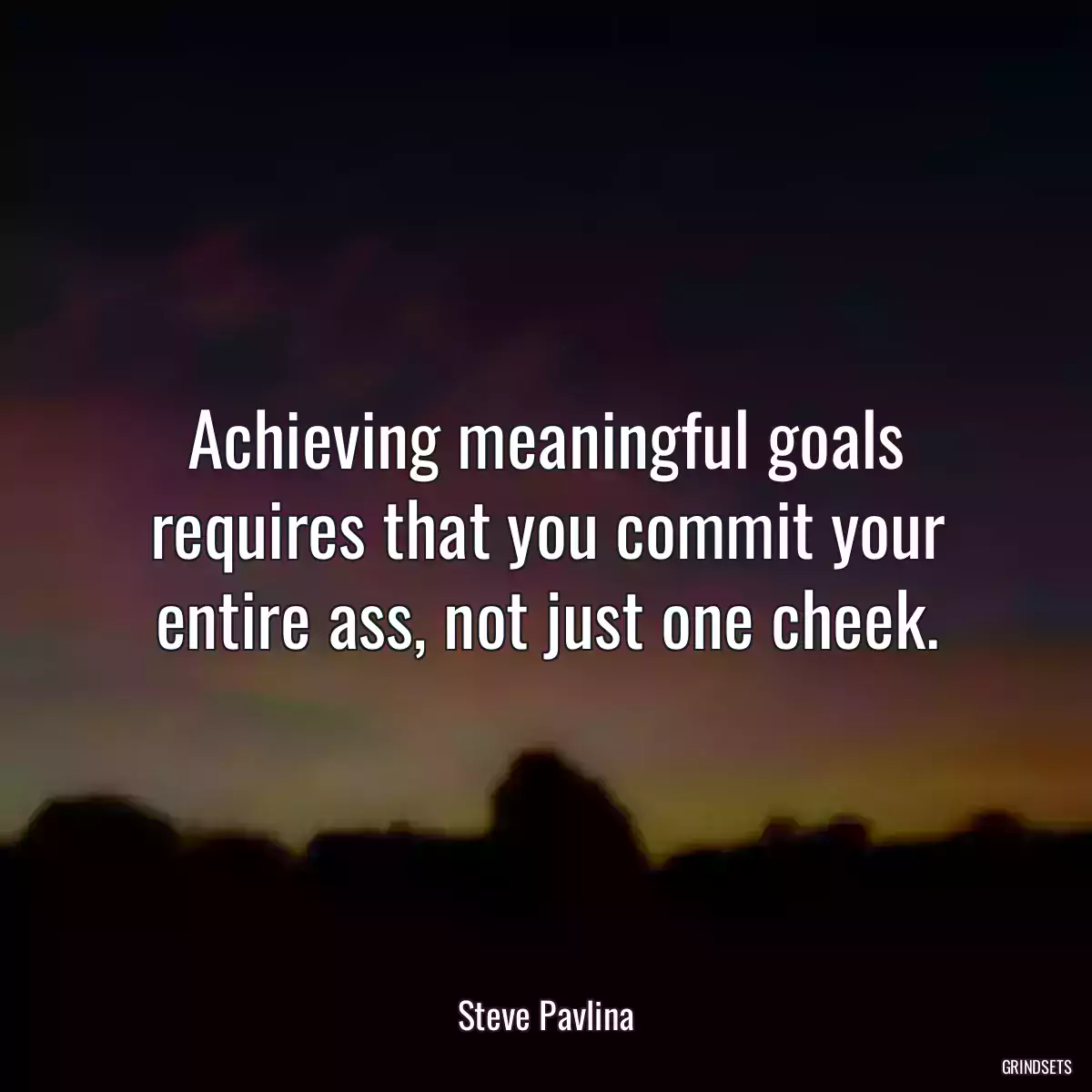 Achieving meaningful goals requires that you commit your entire ass, not just one cheek.