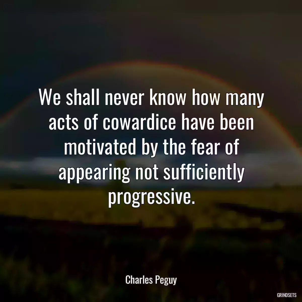 We shall never know how many acts of cowardice have been motivated by the fear of appearing not sufficiently progressive.