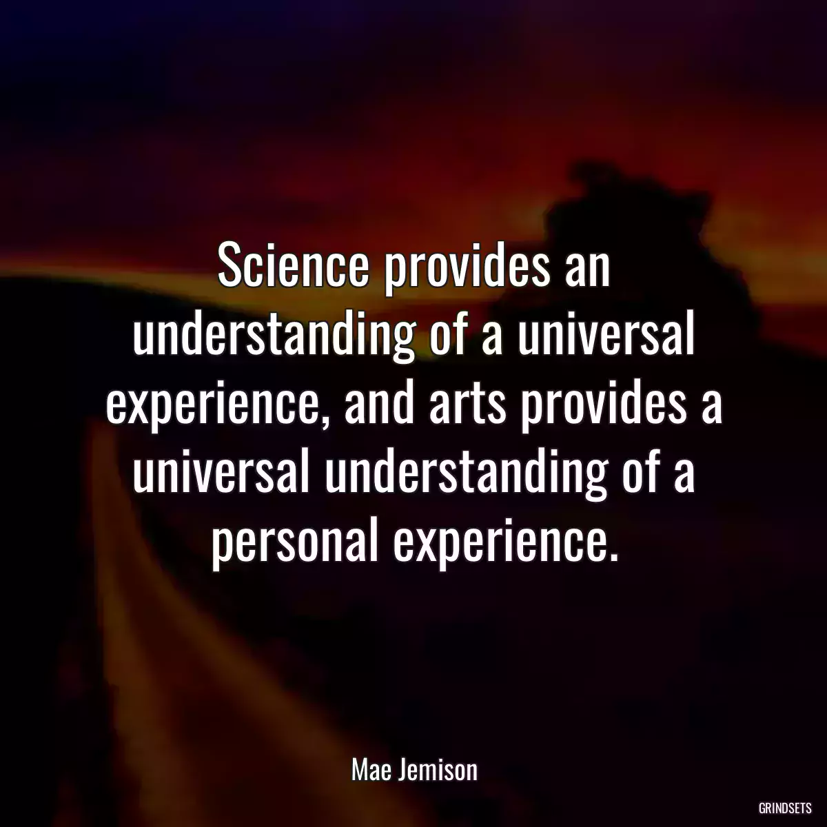 Science provides an understanding of a universal experience, and arts provides a universal understanding of a personal experience.