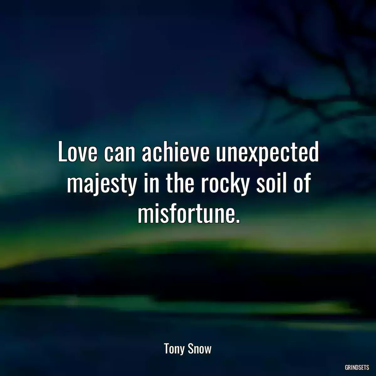 Love can achieve unexpected majesty in the rocky soil of misfortune.