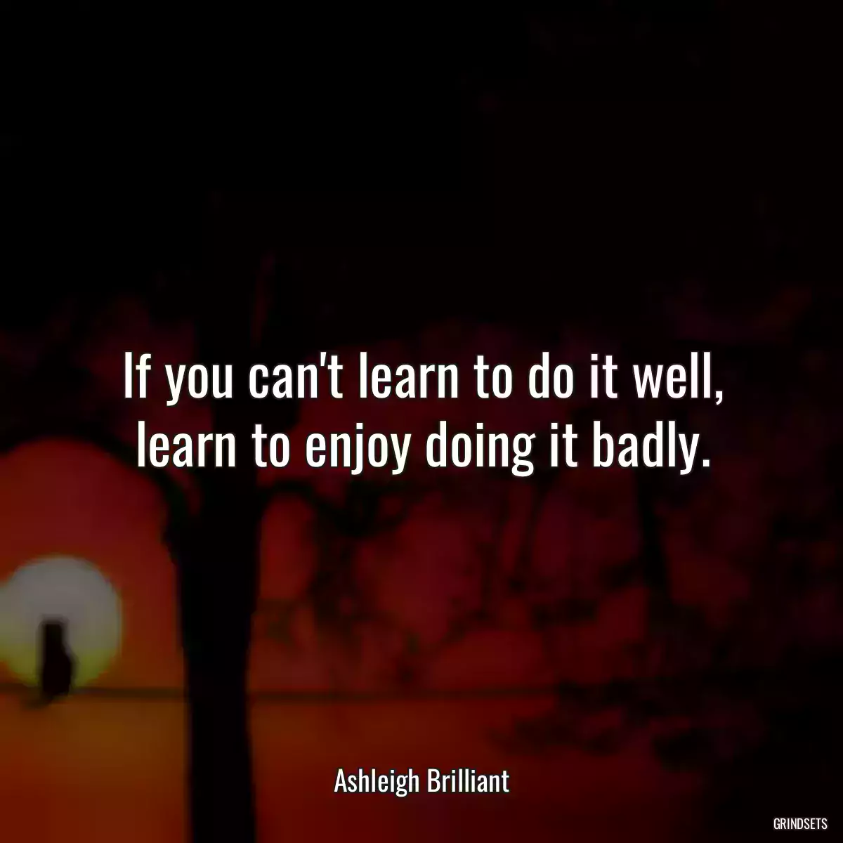 If you can\'t learn to do it well, learn to enjoy doing it badly.