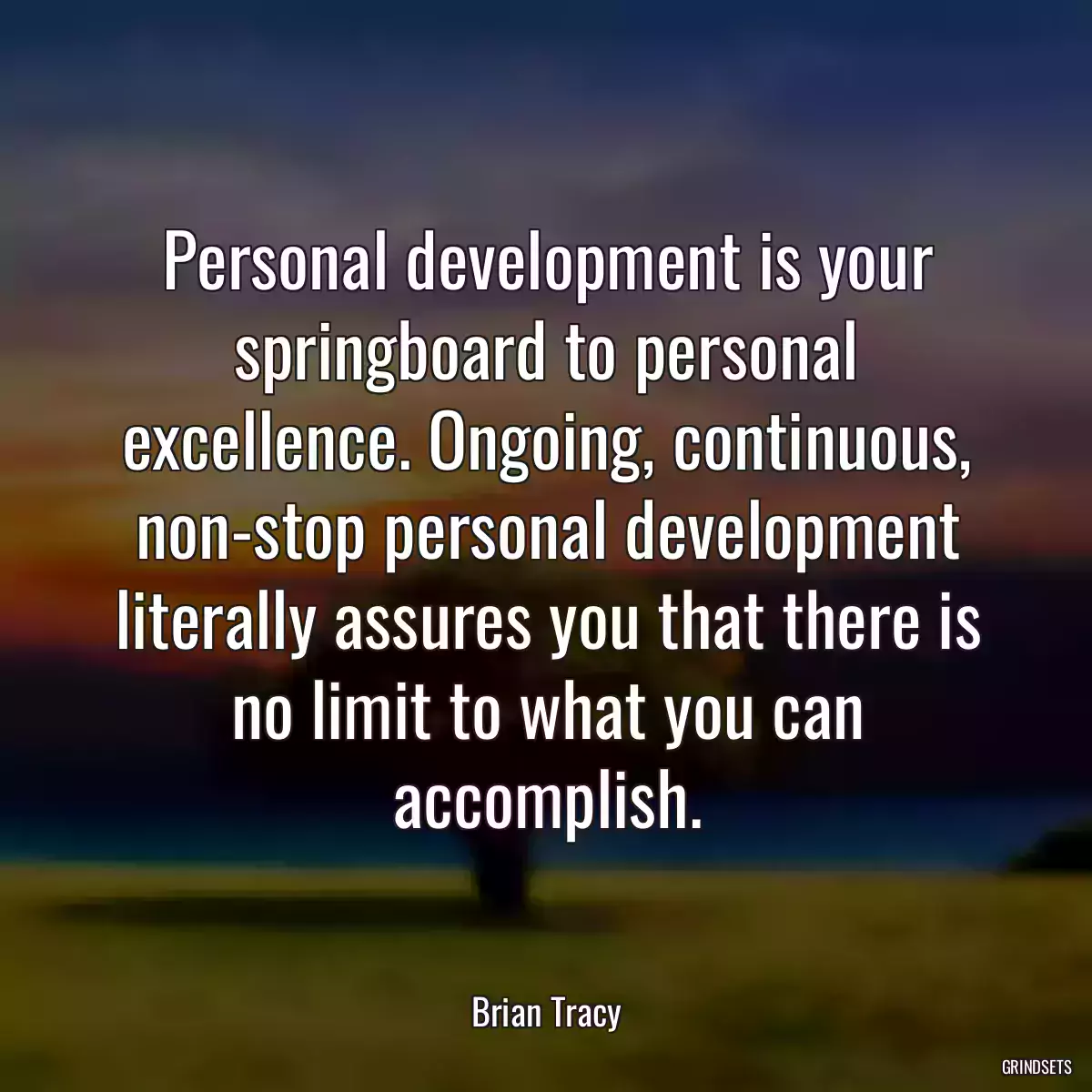 Personal development is your springboard to personal excellence. Ongoing, continuous, non-stop personal development literally assures you that there is no limit to what you can accomplish.