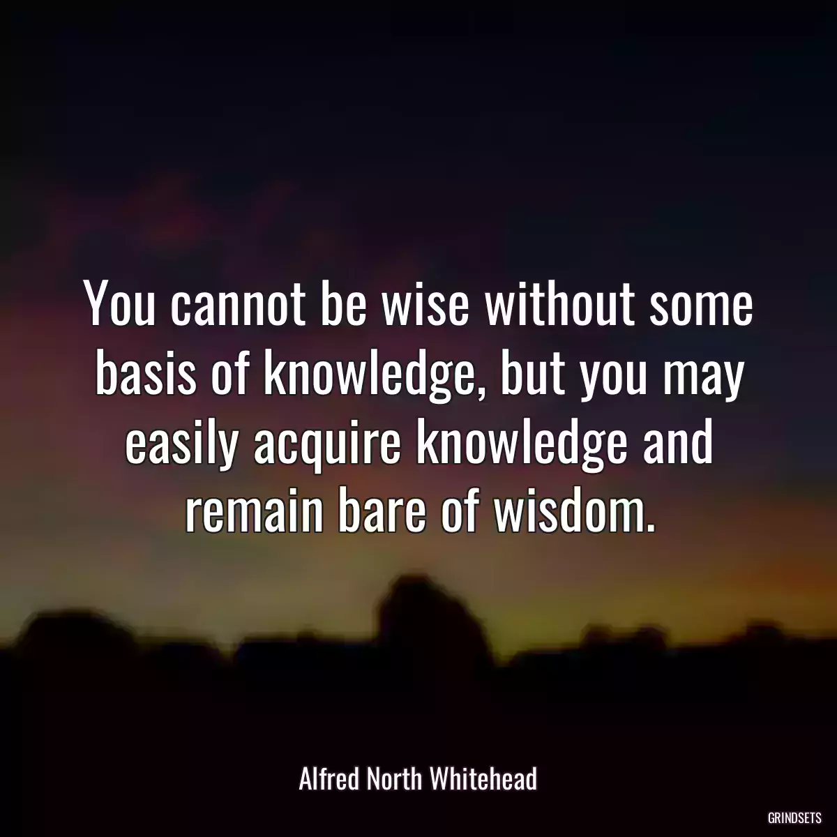 You cannot be wise without some basis of knowledge, but you may easily acquire knowledge and remain bare of wisdom.