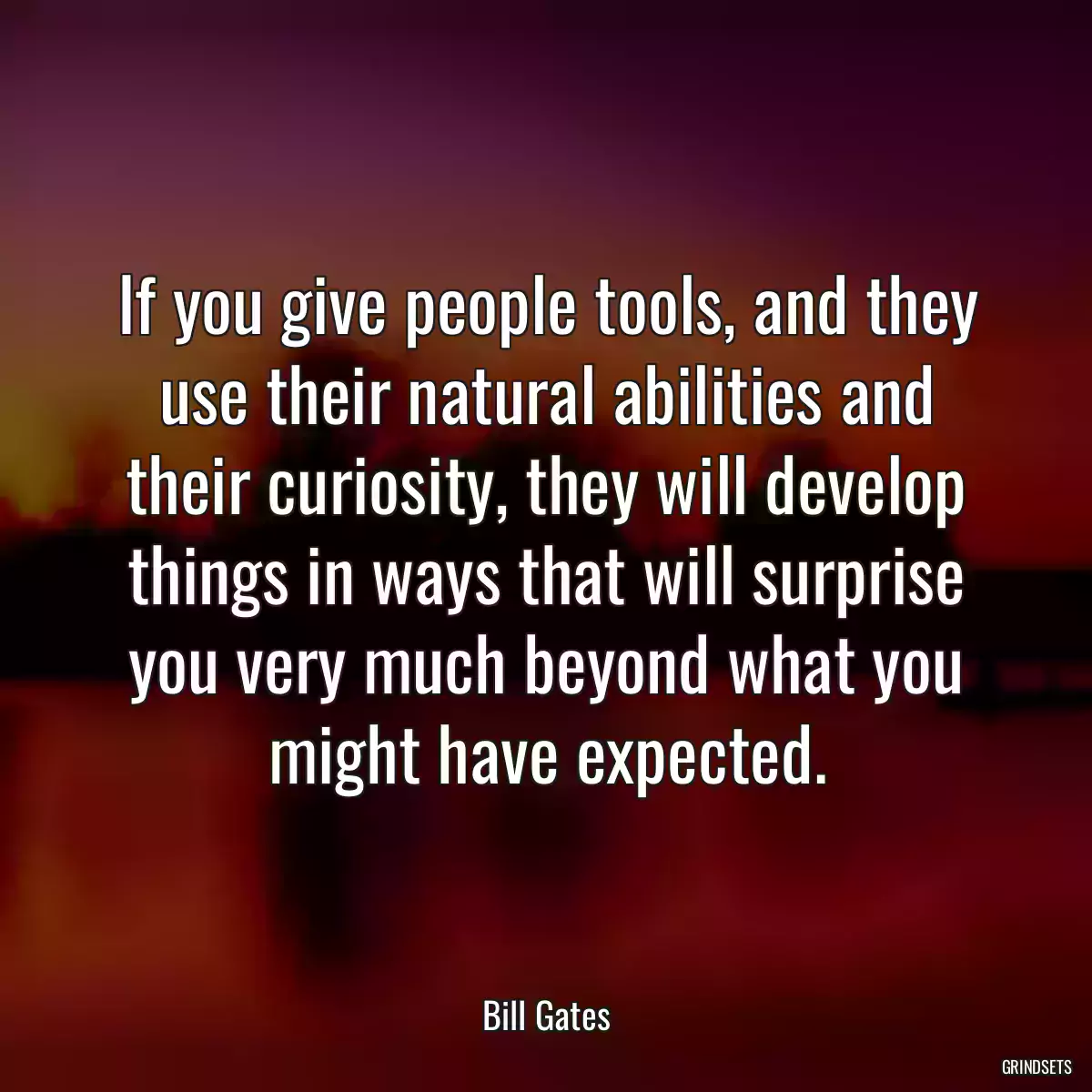 If you give people tools, and they use their natural abilities and their curiosity, they will develop things in ways that will surprise you very much beyond what you might have expected.