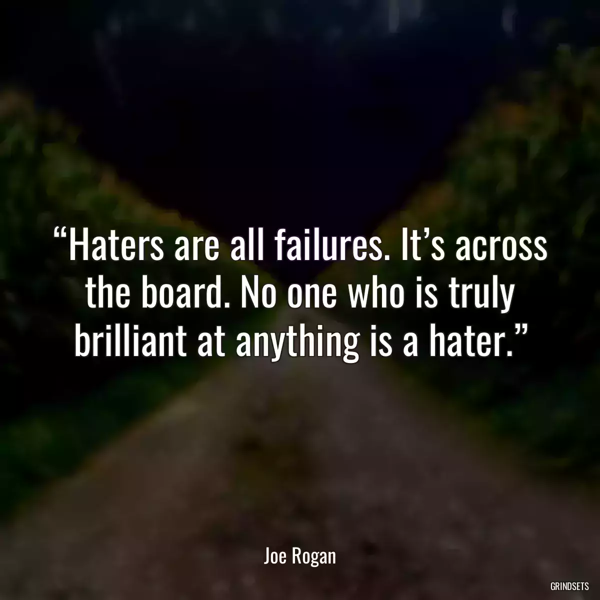 “Haters are all failures. It’s across the board. No one who is truly brilliant at anything is a hater.”