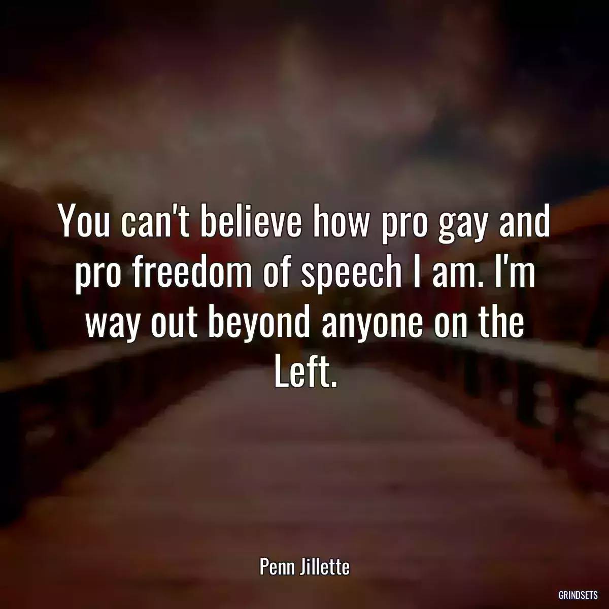 You can\'t believe how pro gay and pro freedom of speech I am. I\'m way out beyond anyone on the Left.