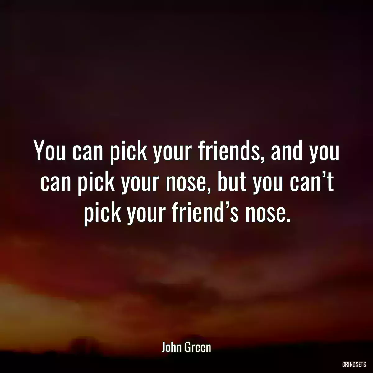 You can pick your friends, and you can pick your nose, but you can’t pick your friend’s nose.