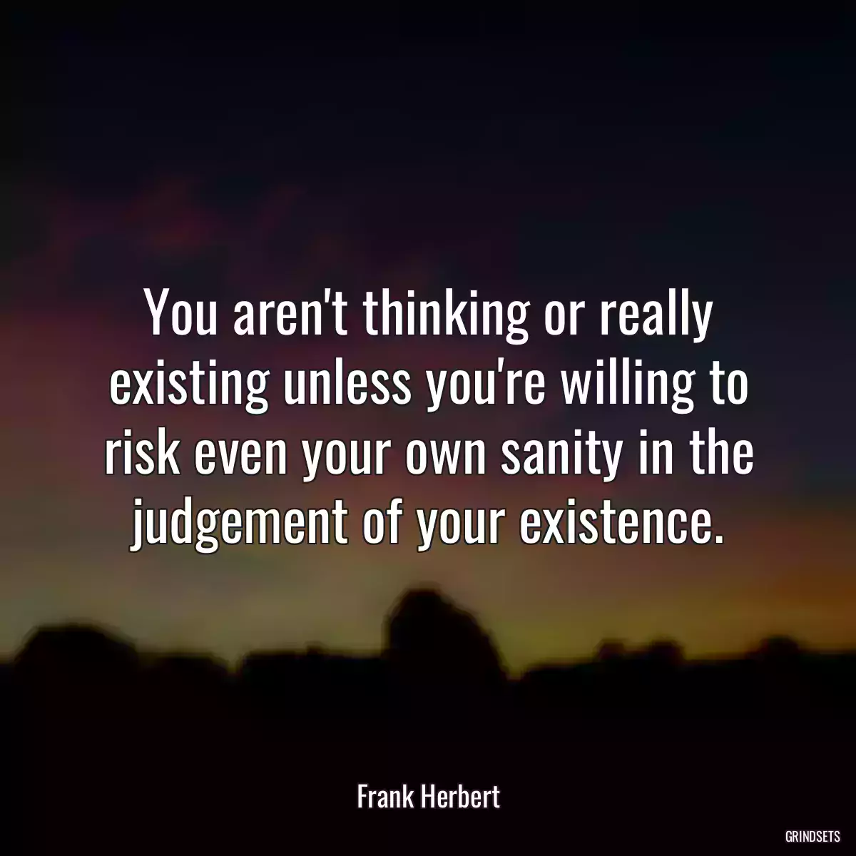 You aren\'t thinking or really existing unless you\'re willing to risk even your own sanity in the judgement of your existence.