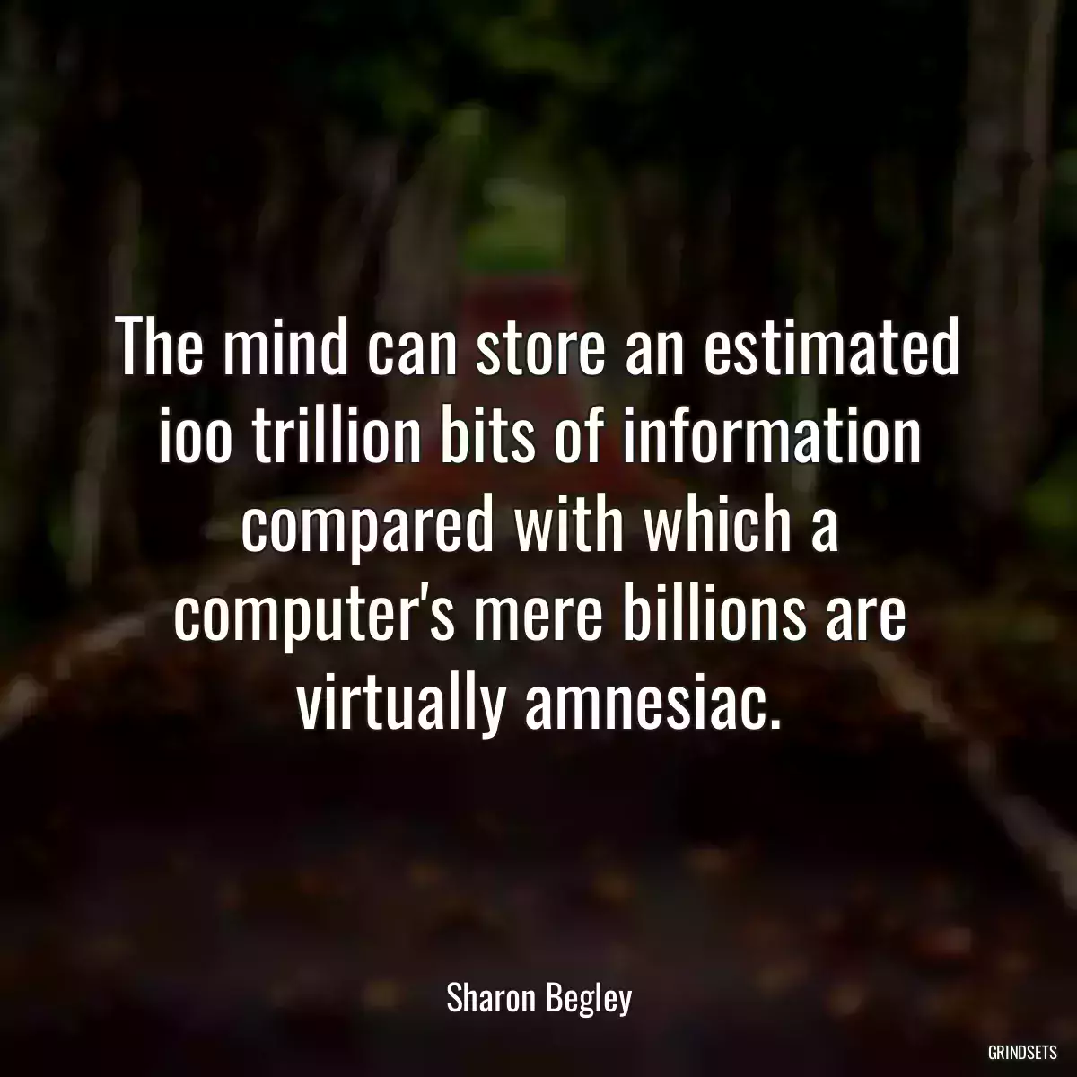 The mind can store an estimated ioo trillion bits of information compared with which a computer\'s mere billions are virtually amnesiac.