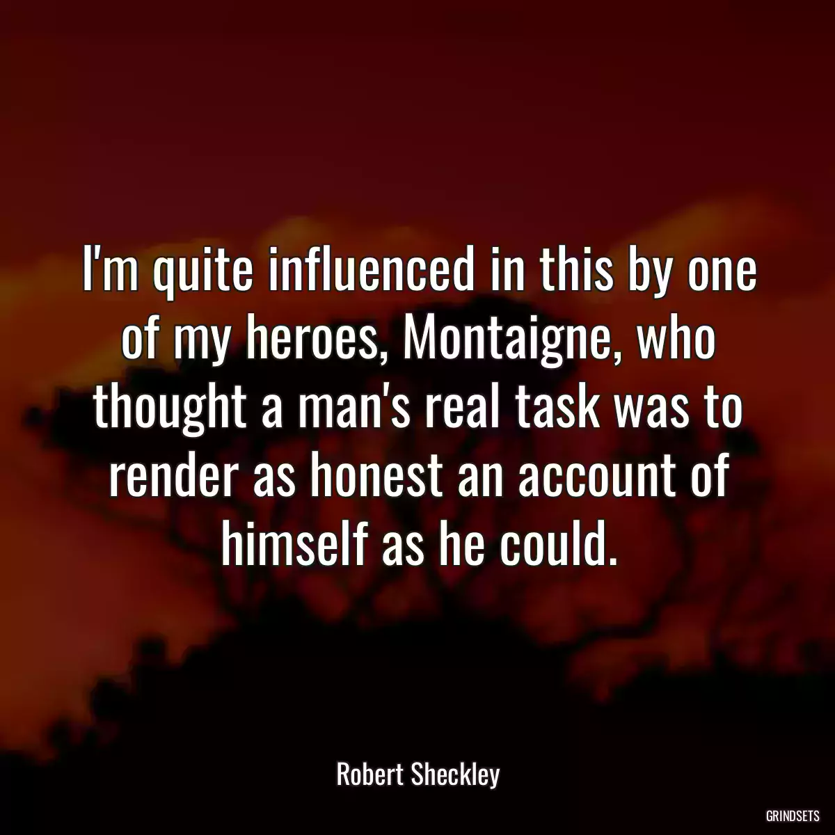 I\'m quite influenced in this by one of my heroes, Montaigne, who thought a man\'s real task was to render as honest an account of himself as he could.