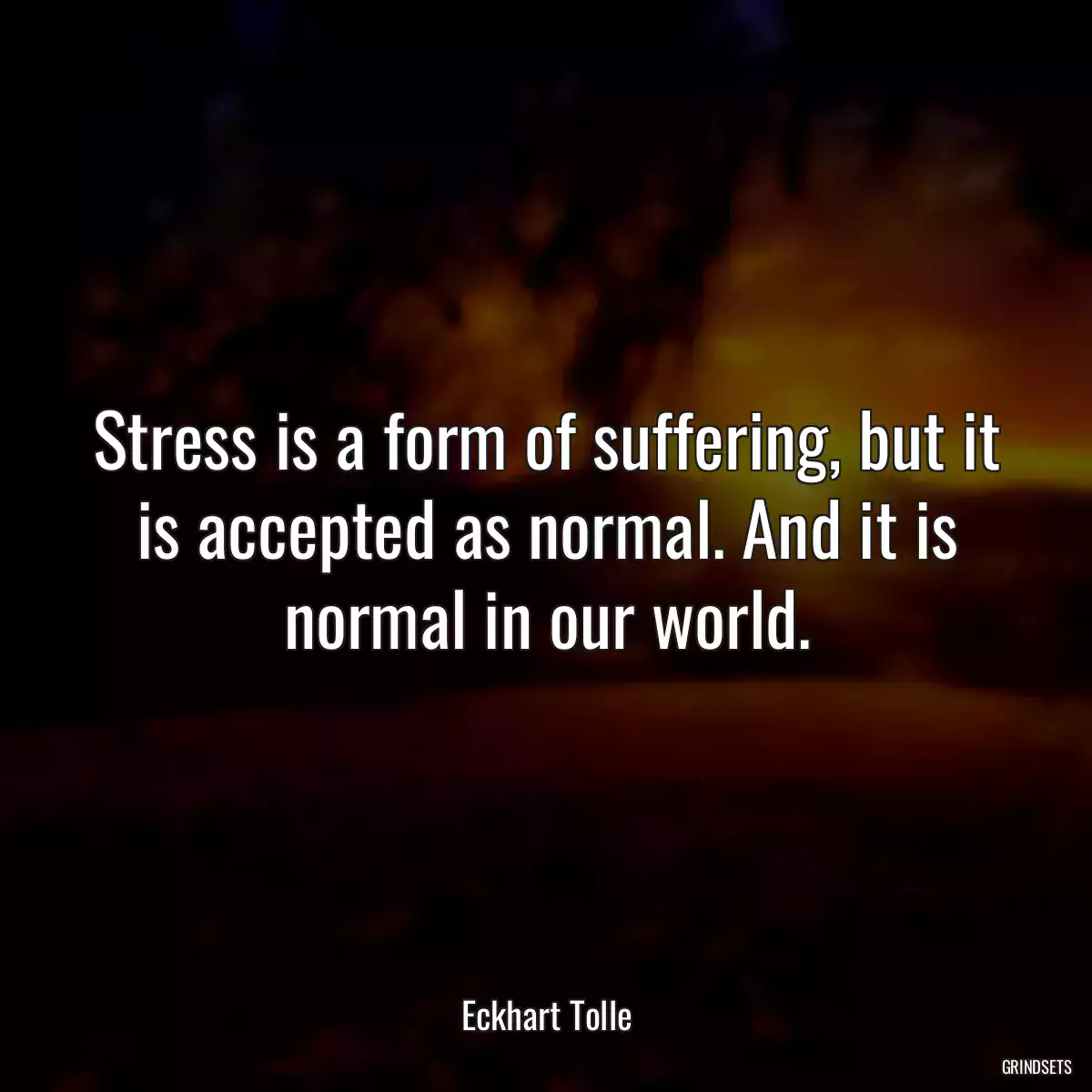 Stress is a form of suffering, but it is accepted as normal. And it is normal in our world.