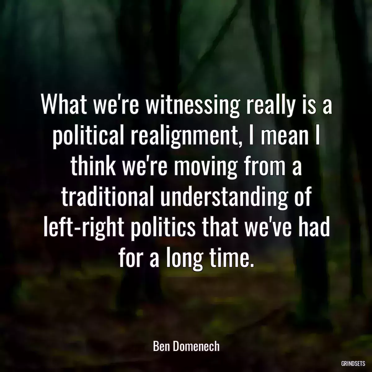 What we\'re witnessing really is a political realignment, I mean I think we\'re moving from a traditional understanding of left-right politics that we\'ve had for a long time.