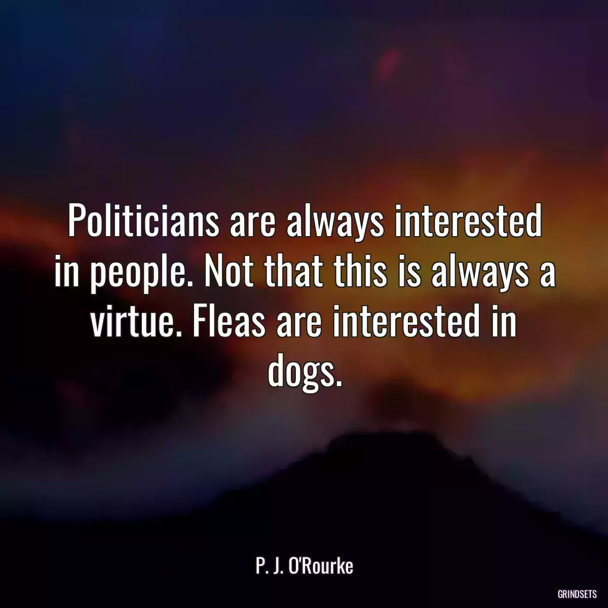 Politicians are always interested in people. Not that this is always a virtue. Fleas are interested in dogs.