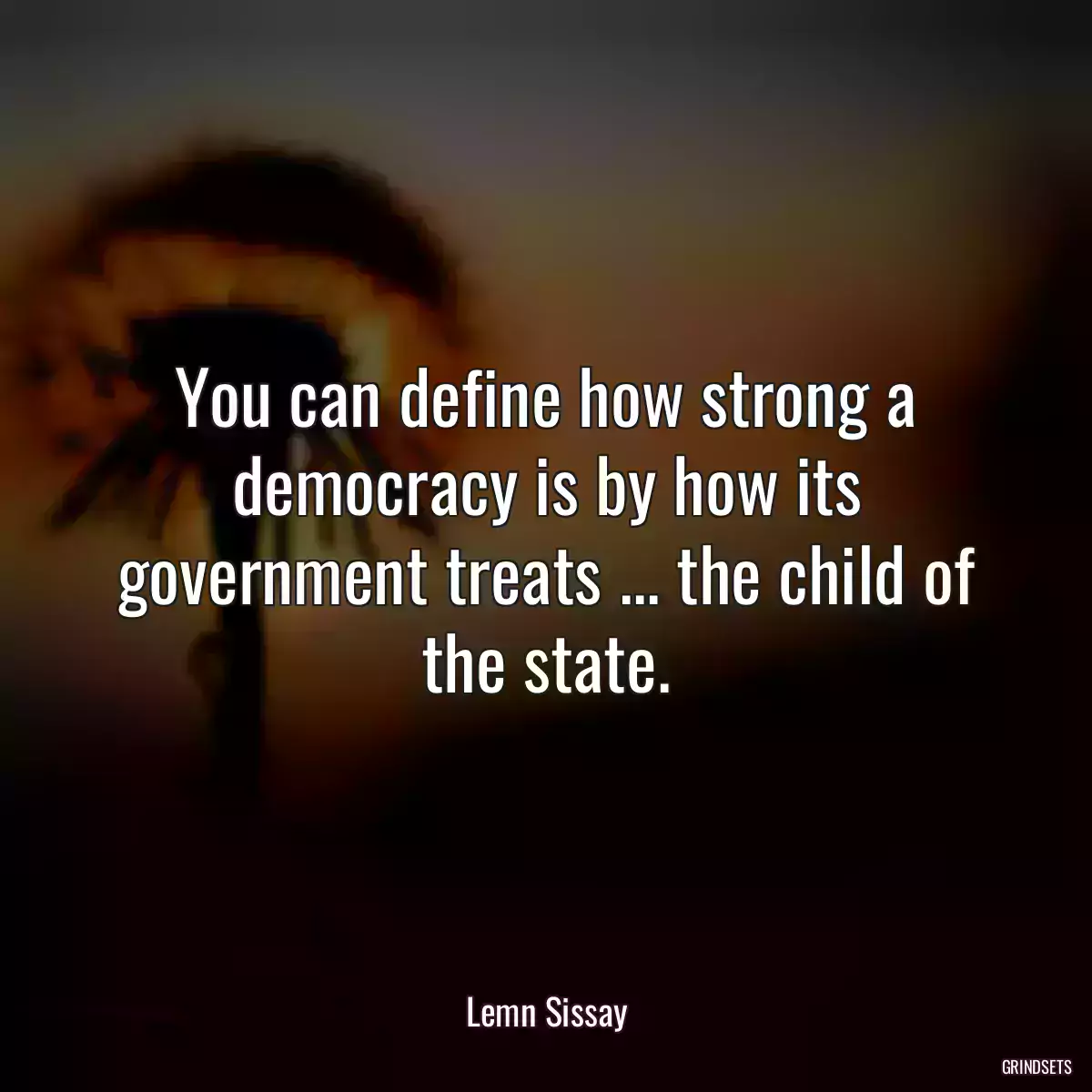 You can define how strong a democracy is by how its government treats ... the child of the state.