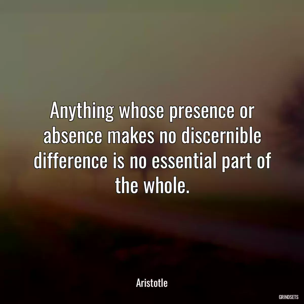 Anything whose presence or absence makes no discernible difference is no essential part of the whole.