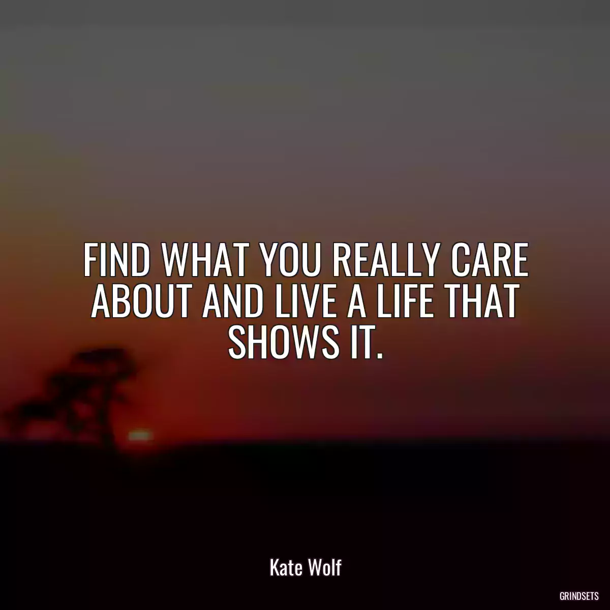 FIND WHAT YOU REALLY CARE ABOUT AND LIVE A LIFE THAT SHOWS IT.