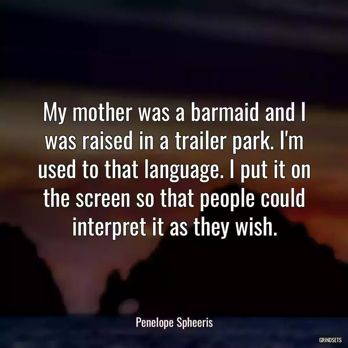 My mother was a barmaid and I was raised in a trailer park. I\'m used to that language. I put it on the screen so that people could interpret it as they wish.