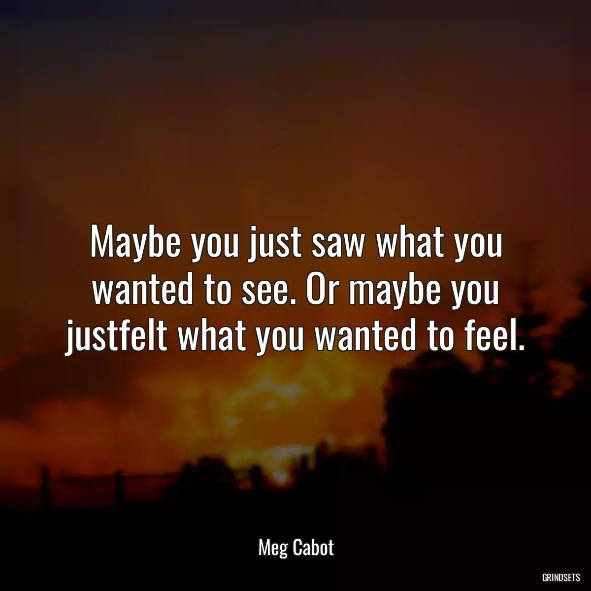 Maybe you just saw what you wanted to see. Or maybe you justfelt what you wanted to feel.