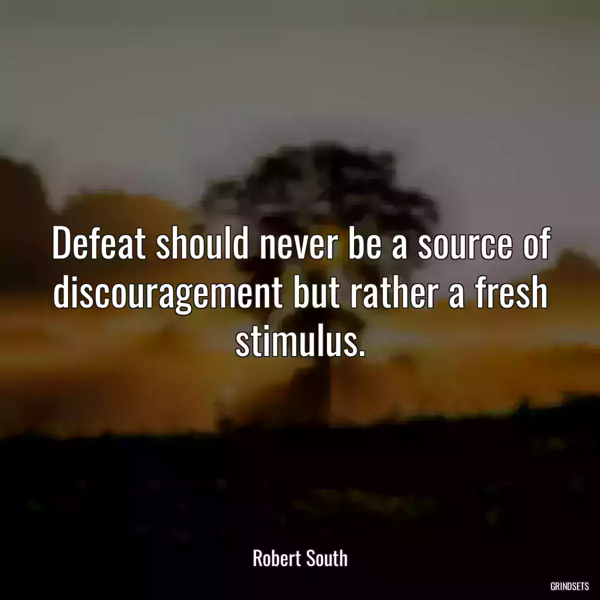 Defeat should never be a source of discouragement but rather a fresh stimulus.